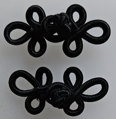 2 x große Froschverschlüsse Verschlussknopf 6,5 cm - schwarz