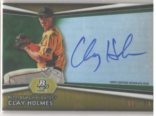 2012 Bowman Platinum Prospects Green Refractor 012/399 Clay Holmes #AP-CH Auto