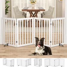 No Assembly Pet Gate Indoor, 24”H X 75”W Extra Wide Foldable Puppy Barrier 