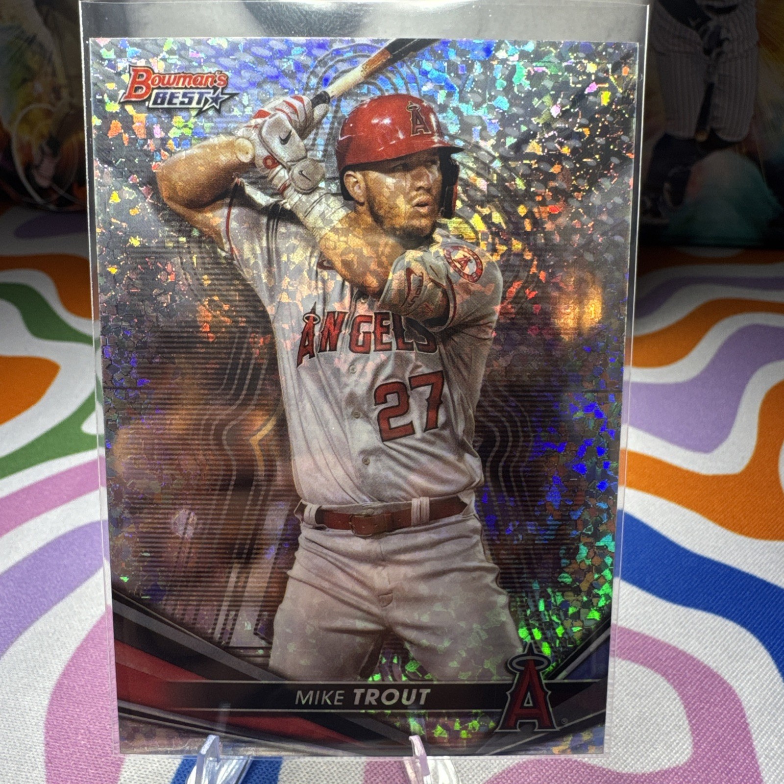 2022 Bowman’s Best #14 Mike Trout Mini Diamond Refractor /299 Angels