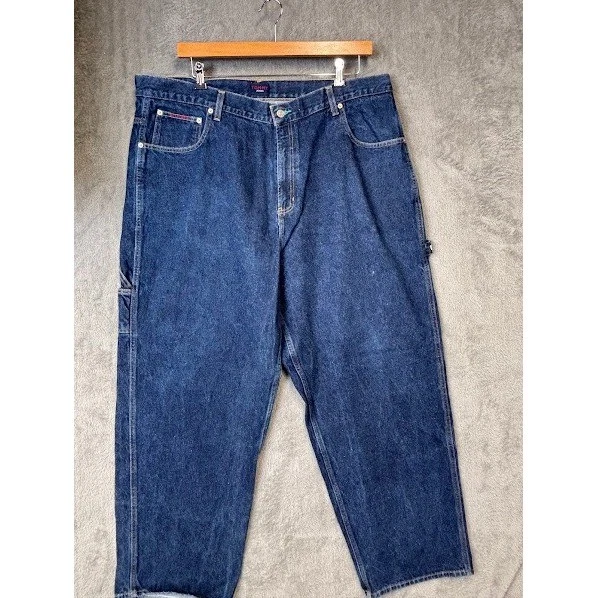 Vintage 90s Tommy Hilfiger Carpenter Jeans 42x32 Blue Denim Menswear - Image 2 of 4