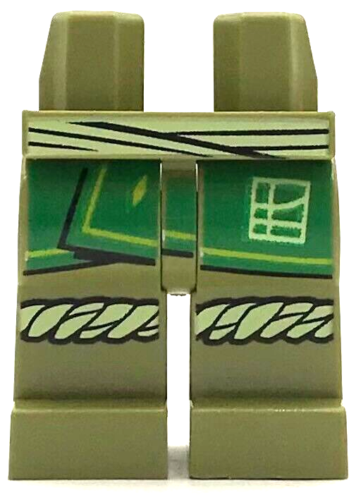 Lego New Olive Green Minfig Legs Tan Sash Knee Straps Green Robe