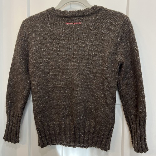 DKNY Floral Embellishment Cardigan Sweater Brown Size Small 3/4 Length Sleeve - Picture 7 of 9