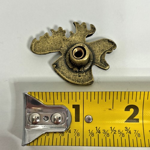 Solid Brass Moose Cabinet Knob Rustic Lodge Elk Bifold Door Drawer Lot of 2 - Picture 3 of 4
