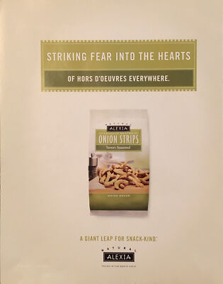 2010 Alexia Onion Strips PRINT AD Snacks Advertisement Giant Leap For Snack-Kind