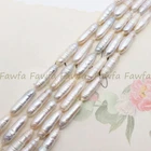 Natural 6x26mm Unique White Freshwater Baroque Long Biwa Pearl Loose Beads 15''