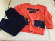 NEW Carter's Boys Monster Hugs Long Sleeve Shirt Pants Set Coral 3T,5T