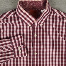 Penguin Shirt Mens 15.5 Red Check Dress Button Up Long Sleeve