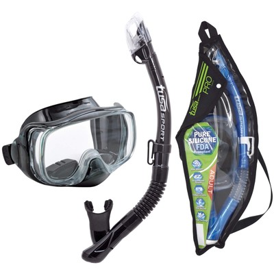 TUSA Sport Adult Imprex 3D Purge Mask and Dry Snorkel Combo, Smoke (w/reusable