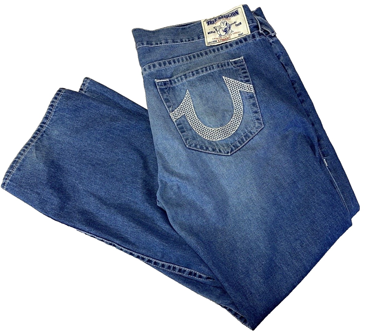 TRUE RELIGIONサイズ30ウエスト42 TRUE RELIGION Section Straight Distressed Jeans Men's Tag 42
