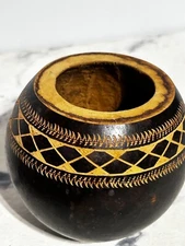 Vintage Hand Carved South American Yerba Mate Gourd