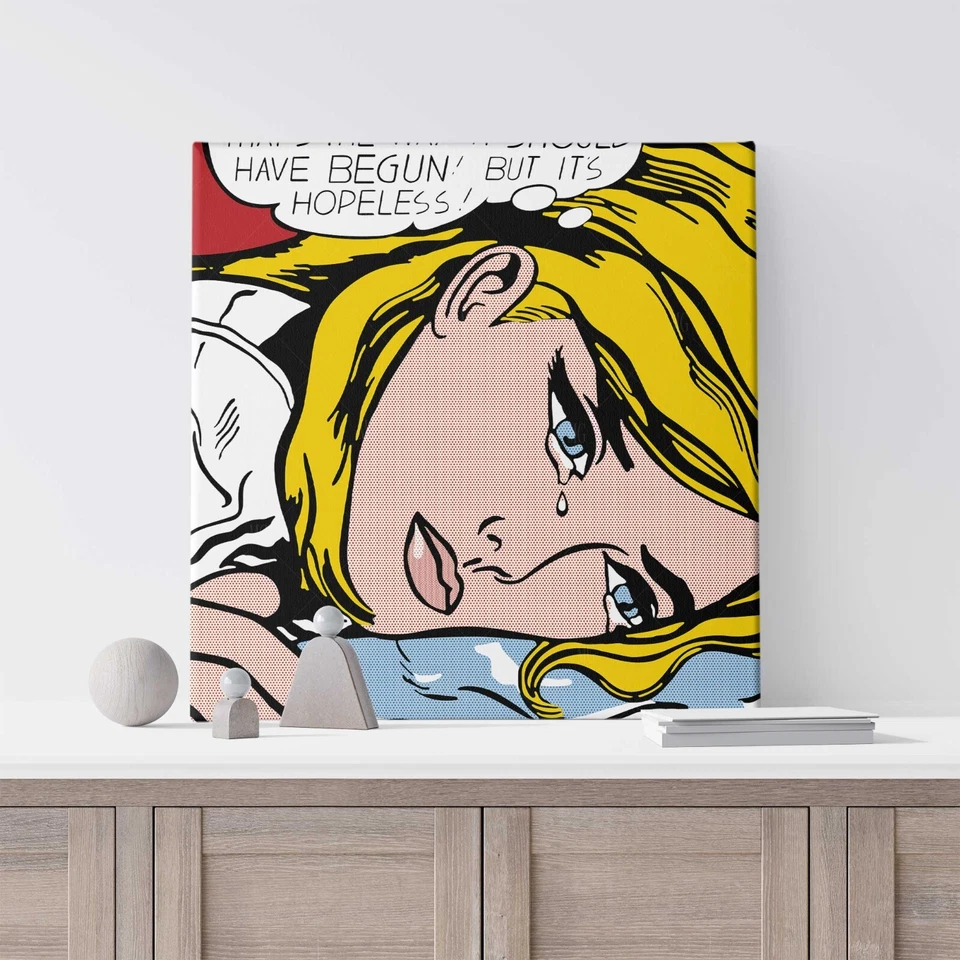 Roy Pop Art Hopeless Stretched Canvas Print Wall Deco Art More Sizes - Image 3 of 4