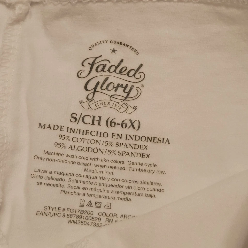 2 pares de pantalones blancos descoloridos Glory para niñas pequeñas talla pequeña 6/6X Foto 2 de 3