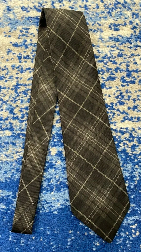 Corbata Ralph Lauren Etiqueta Púrpura Gris Plata Sesgado Cuadros Hecha a Mano Seda Italia Foto 2 de 4