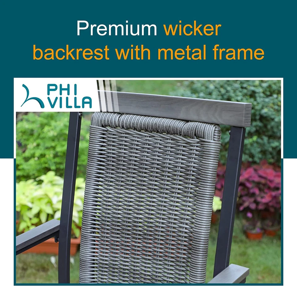 Outdoor Swivel Bar Stools Set of 2 Counter Height Patio Chair w/Rattan Backrest — 第 4/4 张图片