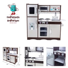 Kitchen Playset for Kids Ages 3-8, Wooden Pretend Play Kitchen, Incloud Telep...