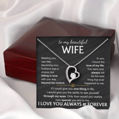To My Beautiful Wife, Meeting You Was Fate, I Love You Always & Forever Necklace