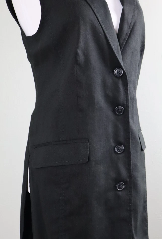 ANTHROPOLOGIE NUEVO CON ETIQUETAS $168 Cartonnier Longline Lino Plumero Chaleco Chaqueta Top Talla 4 Foto 4 de 4