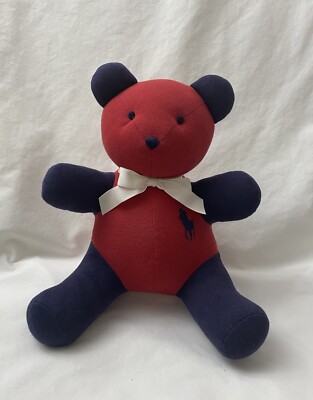 Ralph Lauren Polo Bear Stuffed Plush Red Navy Embroidered #3