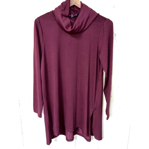 Lisa Rinna Tunic TOP Cowlneck SWEATER Medium Petite PM 10P 12P Burgundy Wine - Picture 3 of 9