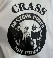 VTG Crass Destroy Power Not People White Size S to 5XL T-Shirt 