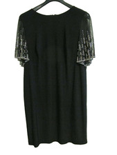 XSCAPE Black Embellished Flutter Sleeve Chiffon Shift Dress Plus Size 1X