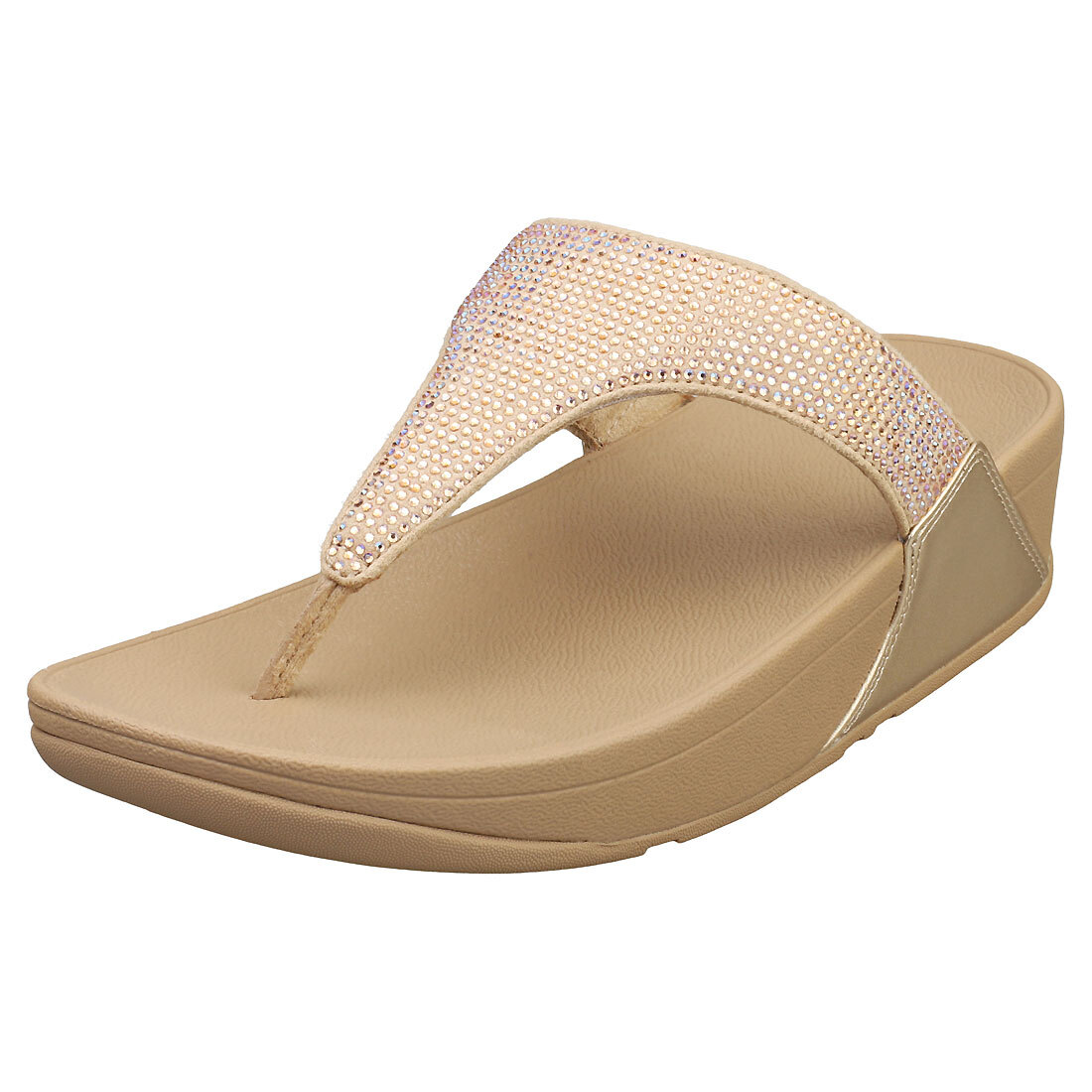 FitFlop Lulu Crystal Embellished Womens Platform Sandals in Beige UK