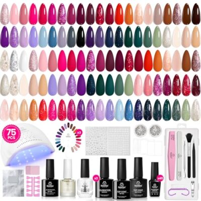 Beetles Winter Gel Nail Polish Kit with Uv Light, 75PCS 45 Colors Gel Polish 
