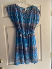 Cute Target Mossimo Sundress Blue/Green Flower Sheer Lined Small Summer