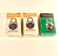 Vintage Master Lock 1525 And 1500 Combination Padlocks In Original Boxes Unused