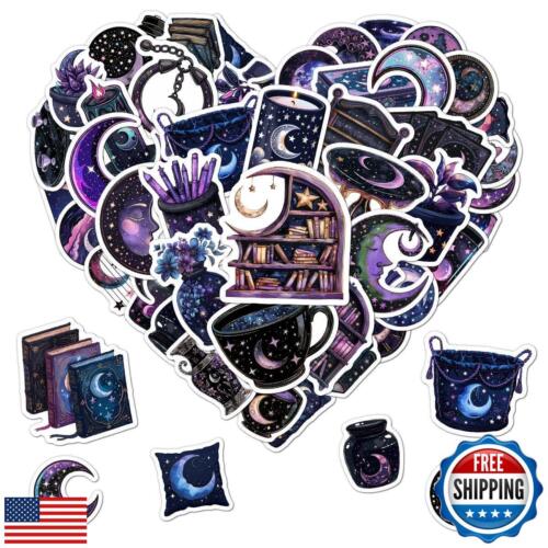 Pack 50 Pcs Cute Magic Moon Stickers for Water Bottles Funny Laptop Luggage C