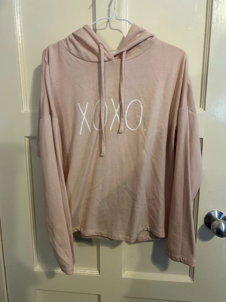 Rae Dunn Pink Hoodie Pullover XOXO size Medium - Image 2 of 4