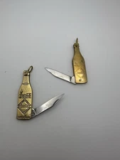 2x VTG Coca-Cola Remington UMC 1 1/2" Blade Folding Pocket Knife Keychain Brass