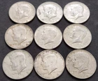 Lot of 9 • 1968‑D Kennedy Half Dollars • 40% Silver • Circulated • X162