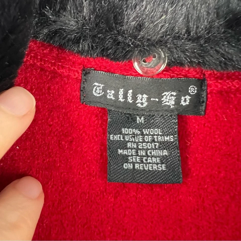 Chaleco Suéter Vintage M Rojo Negro Lana Imitación Piel Cuello Extraíble Cremallera Vacaciones Foto 3 de 4