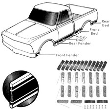 1969 1970 1971 1972 Chevy Gmc Truck Longbed Black Body Side Molding Kit Lbkba