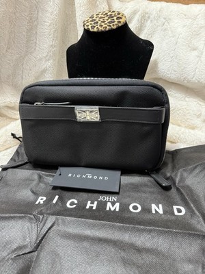 NWT   RARE John Richmond Italy Men's Black Pochette Pouch Clutch