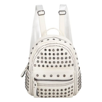 Casual Rivets Mini Backpack Gothic Daypack Purse Studded Faux Leather Small T...