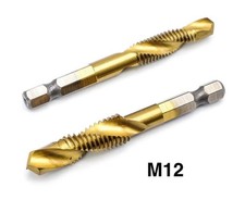 Y4REK M12 x 1.75mm HSS Hex Shank Titanium Combination Tap Drill Bit Metal Steel