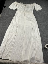Forever 21 Lace Long Dress Women’s White Short Sleeve Off the Shoulder - Large
