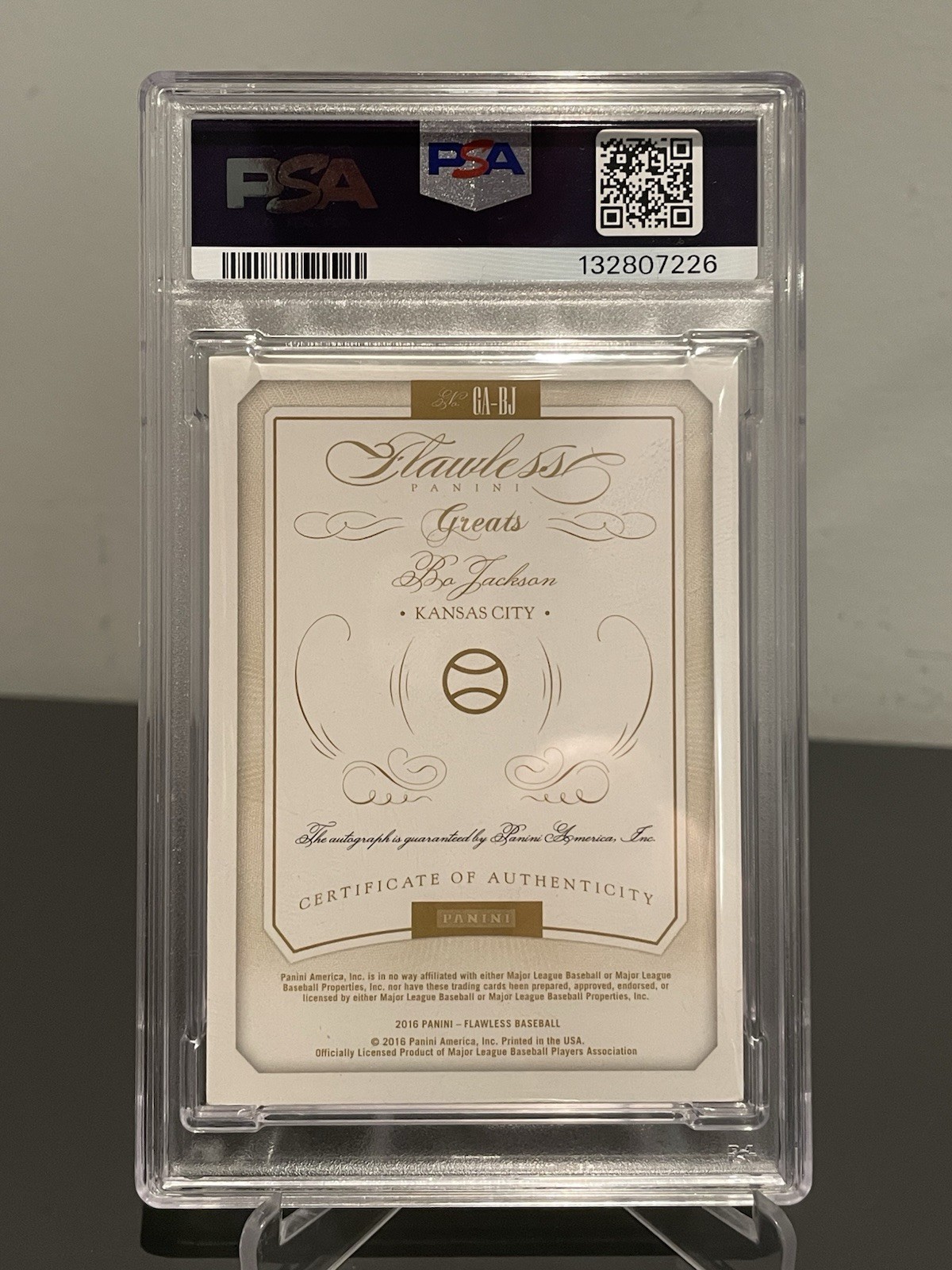 2016 Panini Flawless Great Auto #GA-BJ Bo Jackson 1/20 Ruby AUTO ROYALS SSP view 2