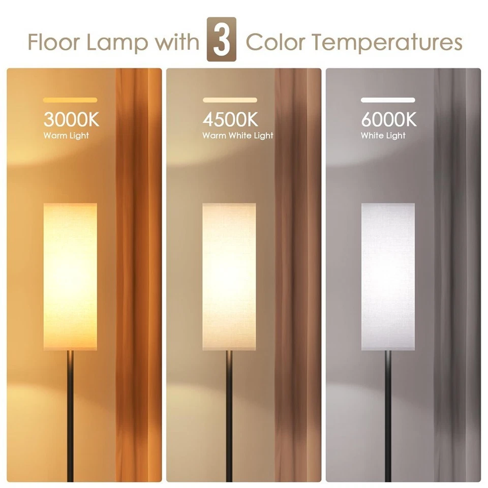 Stehlampe LED Wohnzimmer Lampe Stehleuchte moderne mit Stoffschirm Fernbedienung - Bild 2 von 4