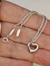 Tiffany & Co. Elsa Peretti Open Heart Bracelet 7" – Sterling Silver 925 