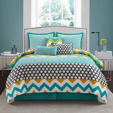 Startford Park King Size 7-Piece Blue Comforter Set - All Season Soft Bedding
