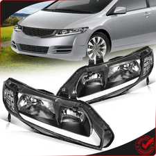 For 2006-2011 Honda Civic Headlight Assembly Pair Black Housing w/LED DRL Pair