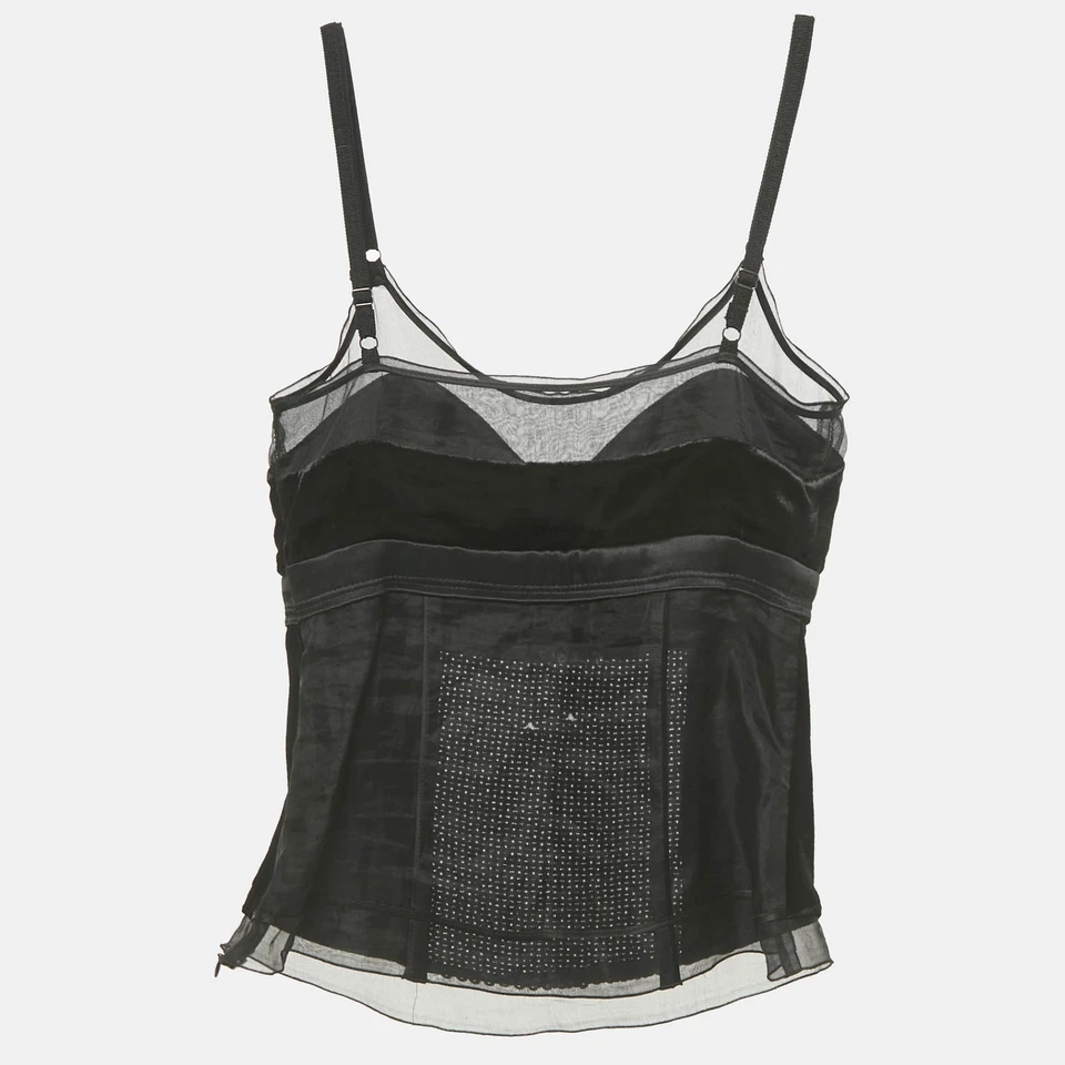 Top de espagueti de terciopelo con detalle de lentejuelas negras Dolce Gabbana S Foto 2 de 4