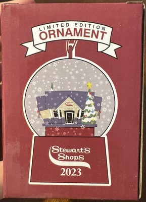 NIB Limited Edition Stewarts Shops 2023 Christmas Snow Globe Holiday Ornament