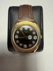 Timex Gold-Tone Analog Dress Watch Brown Telephone Dial  Day/Date Men's