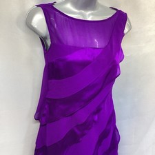 Ladies COAST Purple Ruffle / Layered Shift Dress Size 6 (481S)