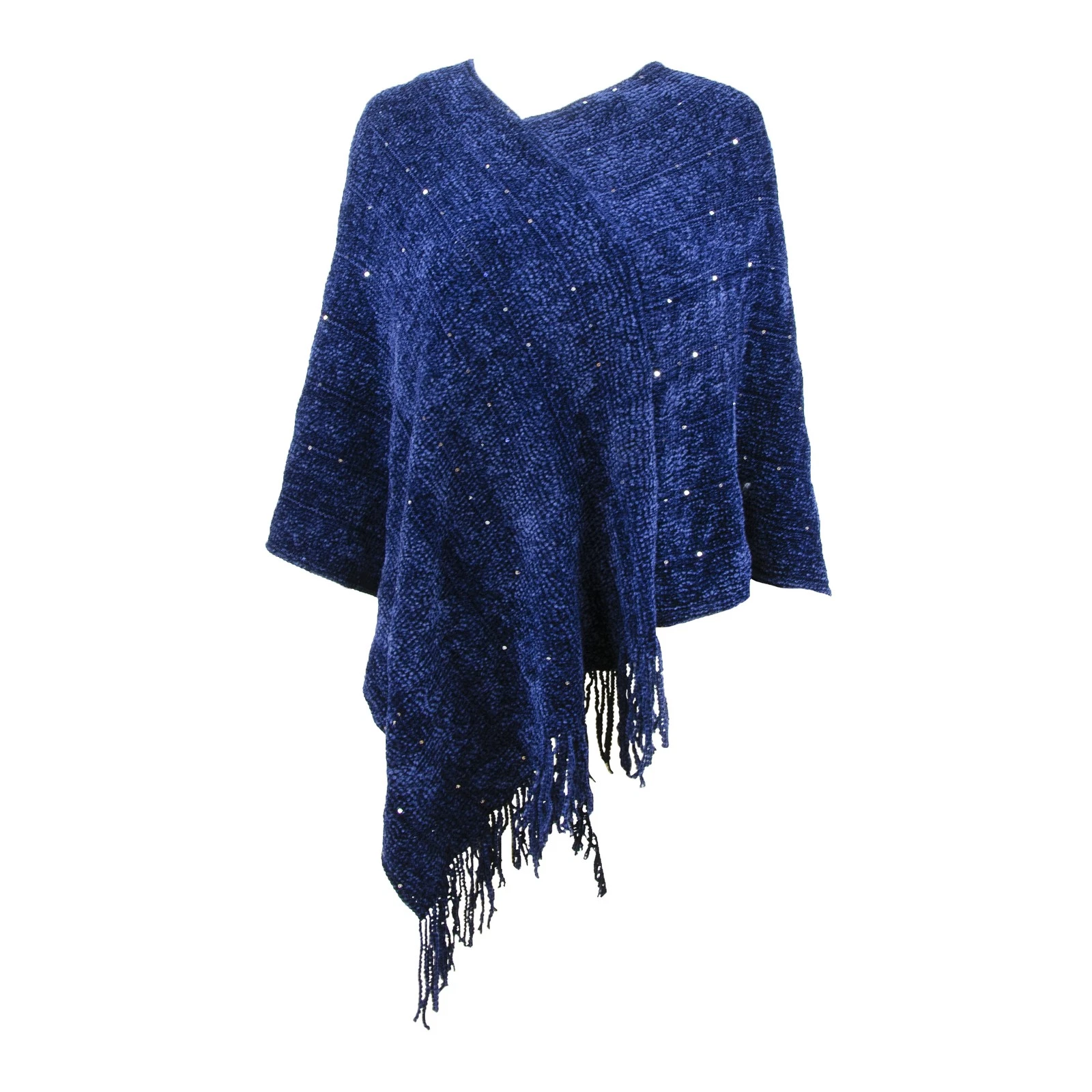 The Skyline Collection Women's Chenille Poncho w/Sequins in Navy Blue, One Size
Opens in a new windo